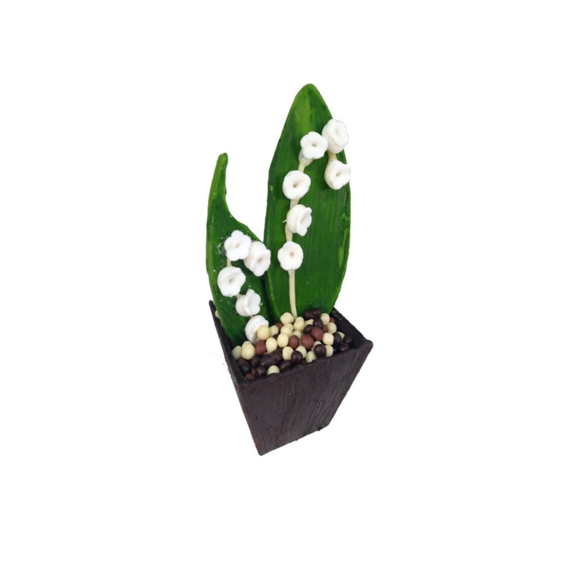 Pot de muguet en chocolat noir