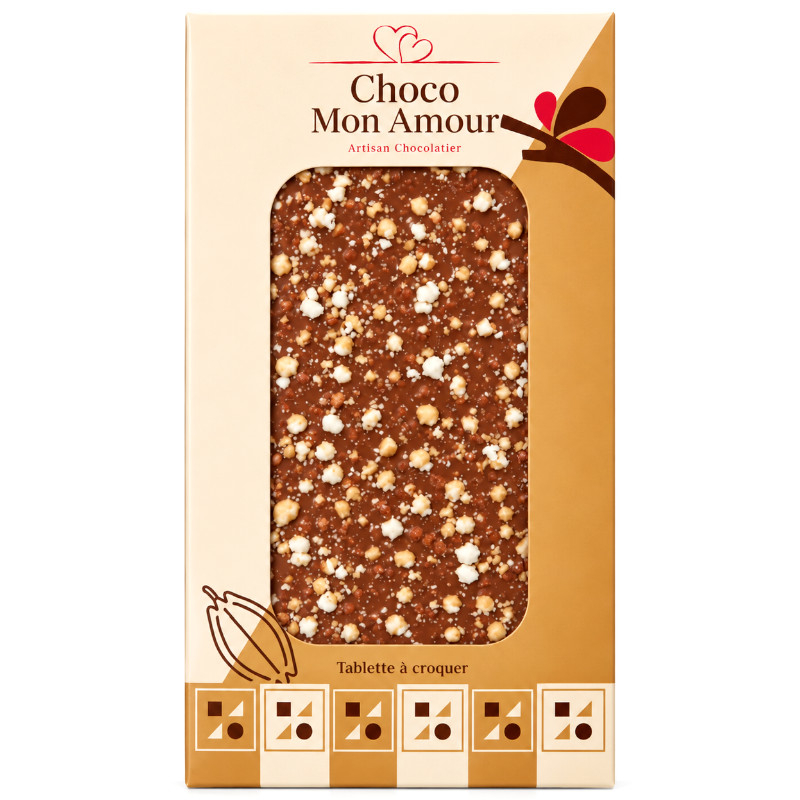 Tablette de chocolat au lait et noisettes caramélisées 