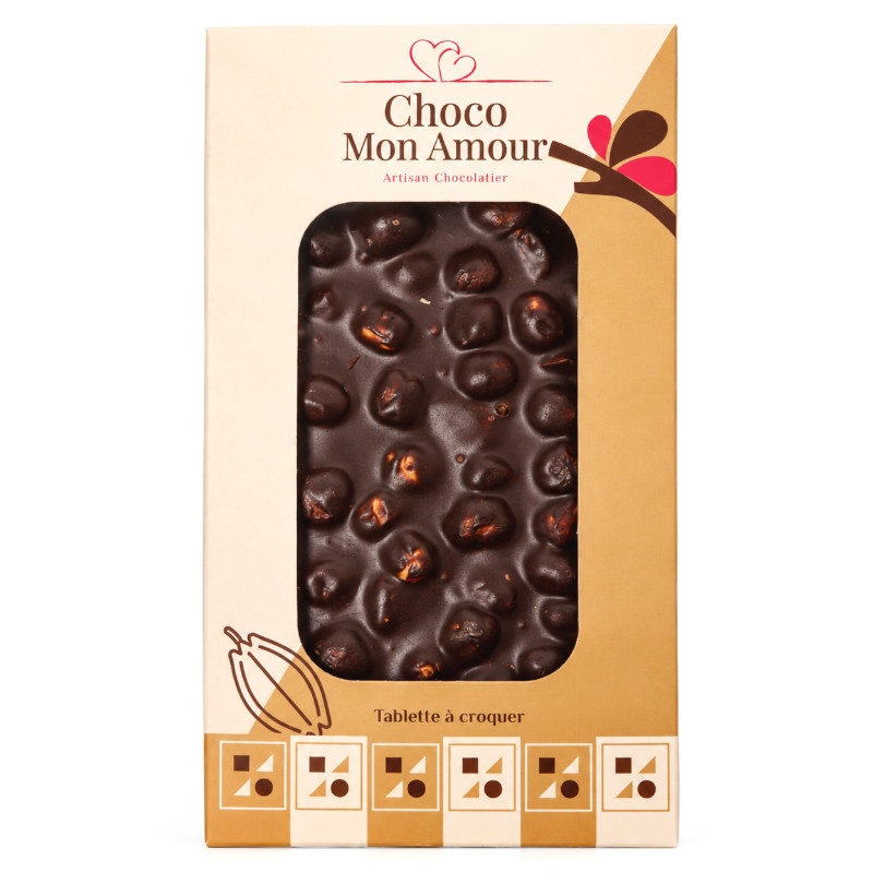 Chocolat noir 72% d'Indonésie aux noisettes entières