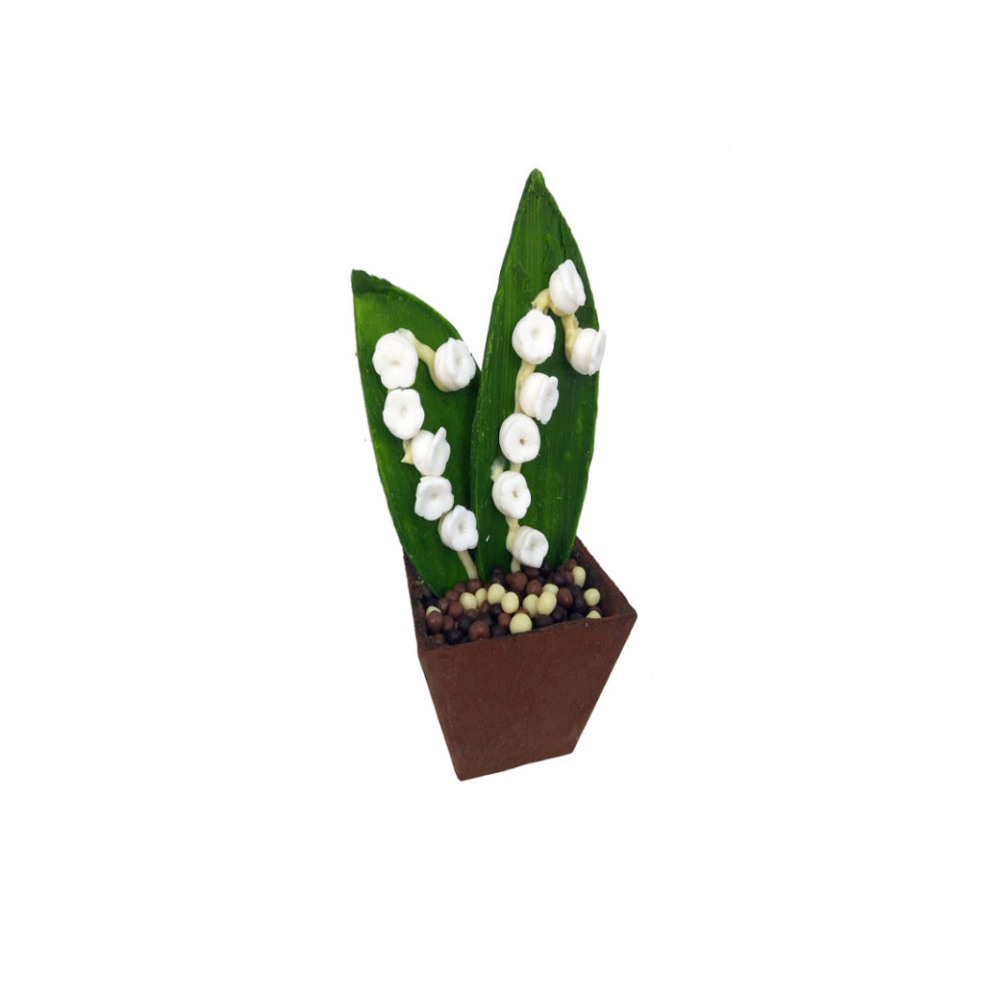 Pot de muguet en chocolat au lait