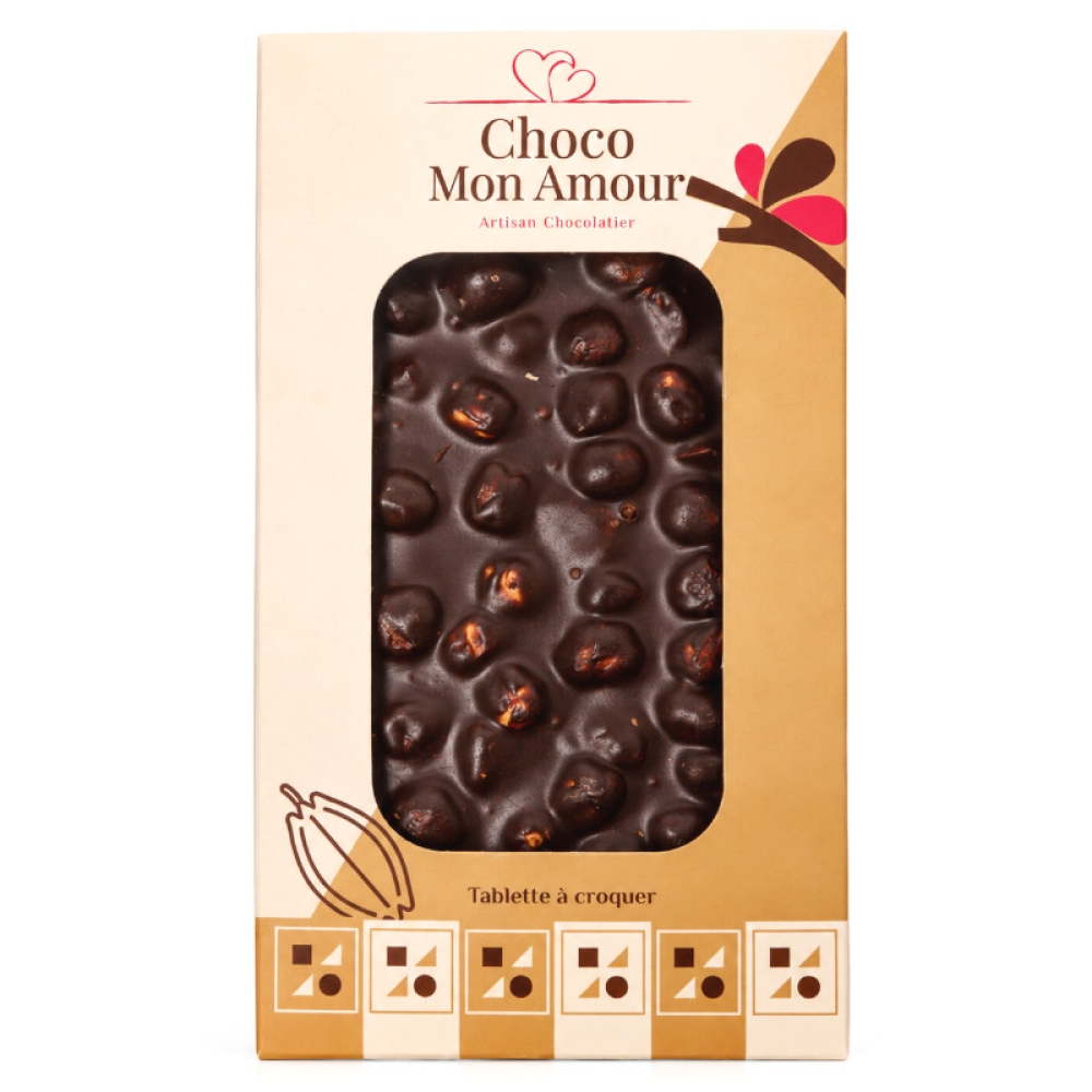 Chocolat noir 72% d'Indonésie aux noisettes entières